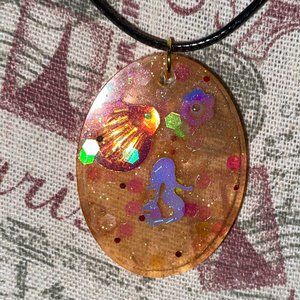 glittery mermaid pendant necklace